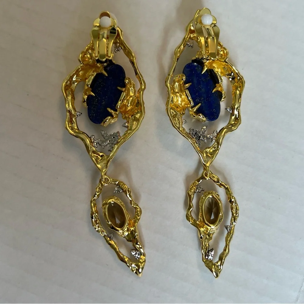 ALEXIS BITTAR Brut Mosaic Clip Earring 14K Gold Plated NWT - Picture 8 of 13